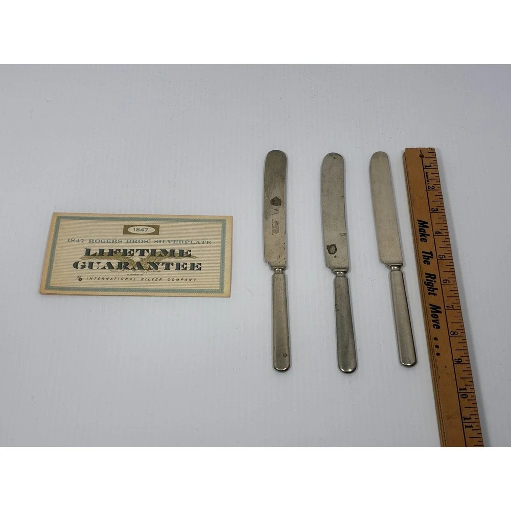 1847 Rogers Bros Silverplate Flatware 18pc Fiddle Pattern Forks Spoons Knives